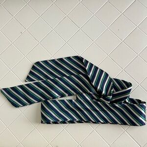 Striped Silk Tie in Navy, Green & White